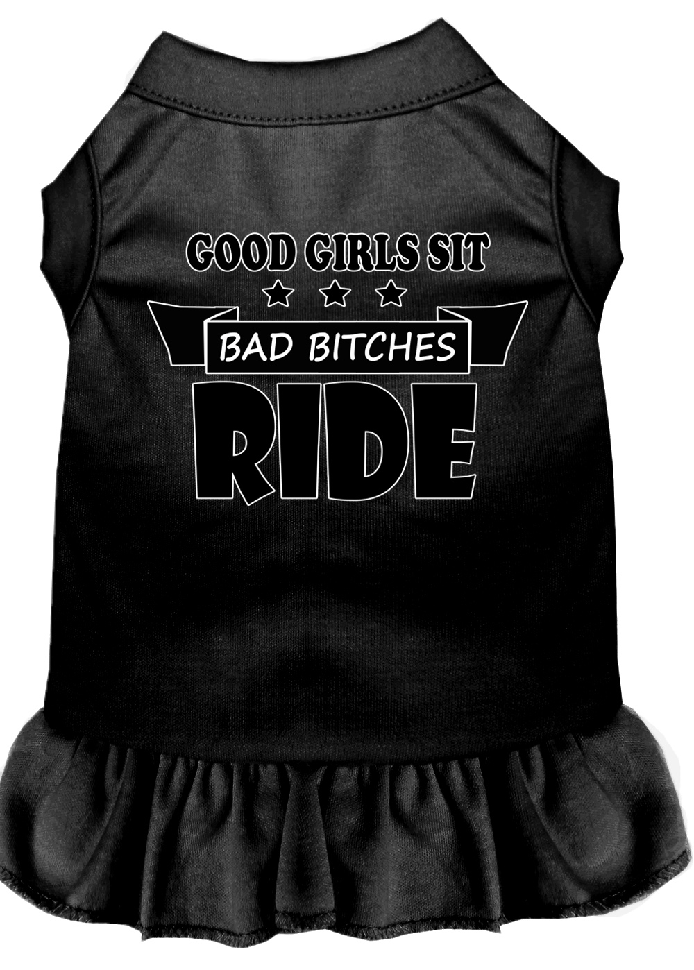 Bitches Ride Screen Print Dog Dress Black Med